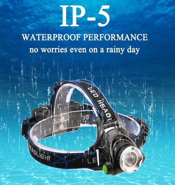 T6 1000Lumens LED induzione LED lampino zoomabile Porta zoomabile impermeabile 18650 Lampada a testa di pesca a caccia di pesca Light77778167