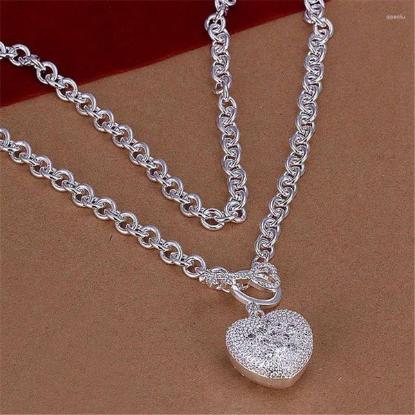 Pendenti all'ingrosso 925 collana in argento sterling incantesimi di alta qualità cuore per donne Lady Wedding Crystal Fashion Jewelry