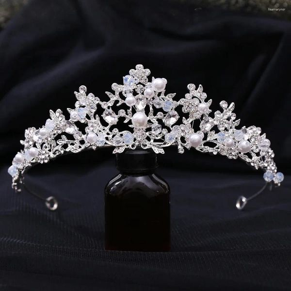 Saç klipsleri barok lüks dallar kristal boncuklar inci gelin tiaras taç rhinestone balo pageant diadem kafa bandı düğün aksesuarları