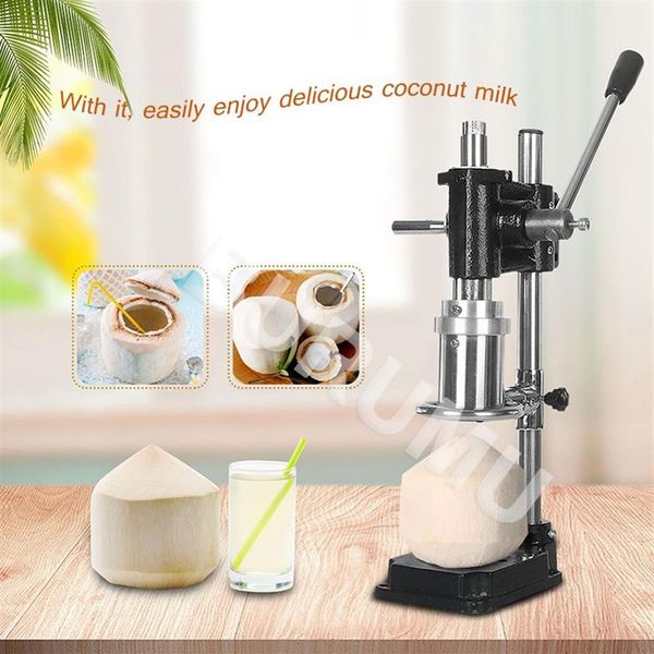 Commercial Coconut Opener Deckel Maschine Edelstahl Coco Water Punch Tap für grüne Kokosnüsse Easy Control Tool233c