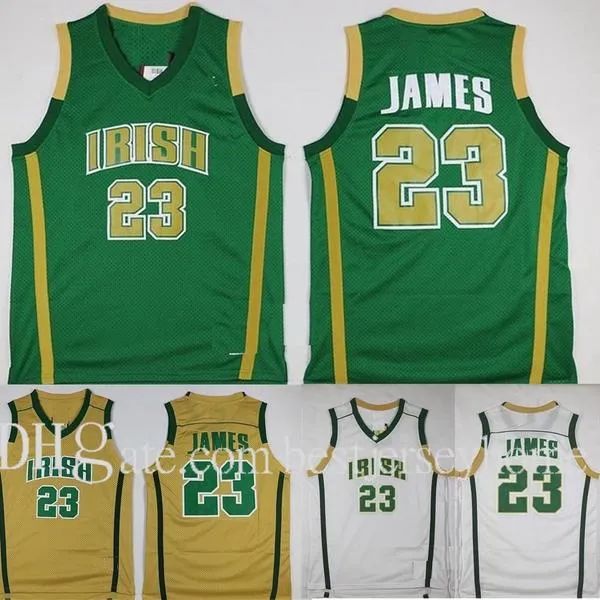 Jersey da basket da uomo a buon mercato LeBron James St. Vincent Mary High School Irish 23 Cucioni cucite camicie a buon mercato S-XXL S-XXL