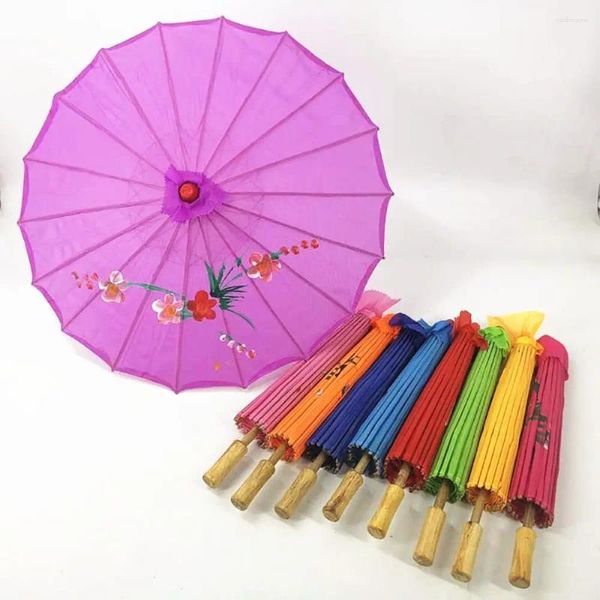 Regenschirme 1 stücke Hochzeit Po Sonnenschirm Öl Papier Regenschirm Tanz Requisiten Wohnkultur Chinesische Retro Vintage Bambus Rahmen Seide