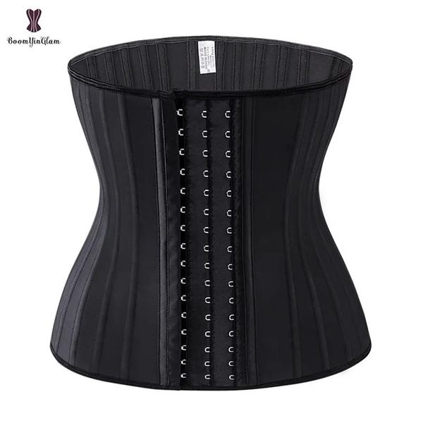 Shaper cintura barriga shaper preto creme 3 gancho e olho 25 aço booned látex trainer fajas cinto faixas banda plus size roupa interior corselet
