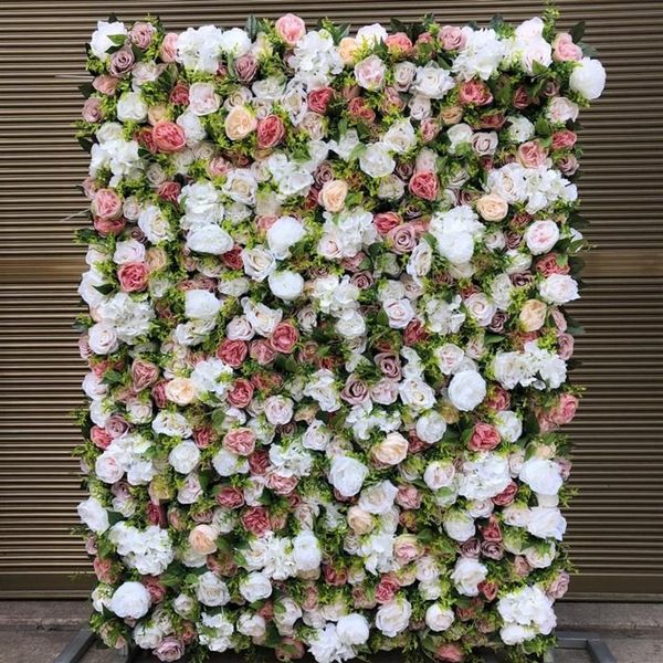 Искусственные цветочные стеновые панели Розовая розовая белая гортензии и зеленые фальшивые цветы Gypsophila с событием GY857 Декоративные венки299B