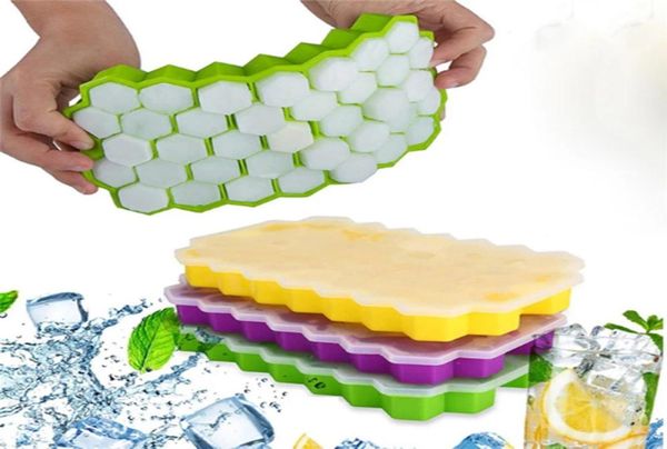 37 buracos Honeycomb Cubo de molde de molde de alimento Moldes de silicone flexíveis para acessórios de cozinha de cocktail de uísque4161590