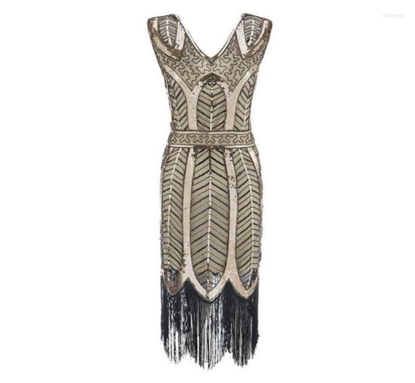 Lässige Kleider Plus Size Women39s Fashion 1920er Flapper Kleid Vintage Great Gatsby Charleston Paillette Tassel 20S Party5716657