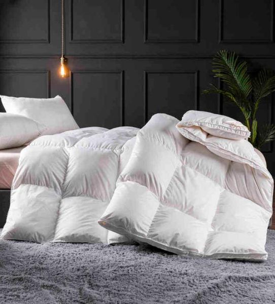 Роскошное постельное белье, пододеяльник с белым гусиным пухом, всесезонное теплое стеганое одеяло, двойное полное одеяло Queen size6317310