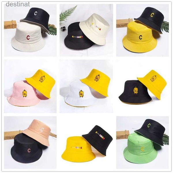 Breite Krempe Hüte Eimer Hüte Großhandel billige Sommer zweiseitige weibliche Eimerhüte für Frauen Herbst Stickerei Girls Fischer Wandermann Sunscree Hat Caps 055L231221