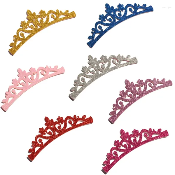 Haarschmuck 10PCS 18cm Born Vintage Crown Applikationen für Kinder Kopfbedeckung Mode Glitzer Vliesstoffe Filz Patches