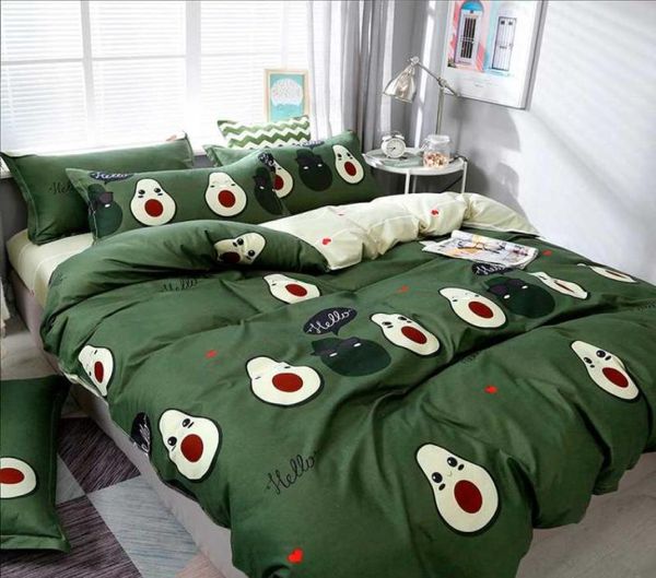 Stilvolles grünes Avocado-Bettwäsche-Set, Bettwäsche und Bettbezüge, Kissenbezüge, Bettwäsche-Set 7278891
