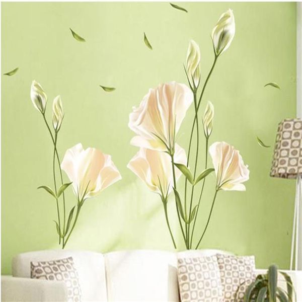 Lilien-Blumen-Wandaufkleber an der Wand, Vinyl-Wandaufkleber, Gome-Dekor, Schlafzimmer-Hintergrund, Wandaufkleber269K