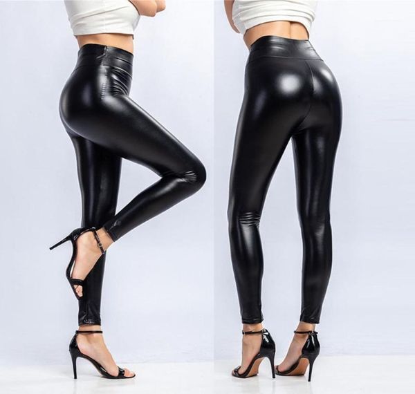 Women039s Hosen Capris Damen Leggings Ladies Leder nass aussehen glänzend disco hohe Taillenhose Pantalones Mujer Cintura Alta 5380959