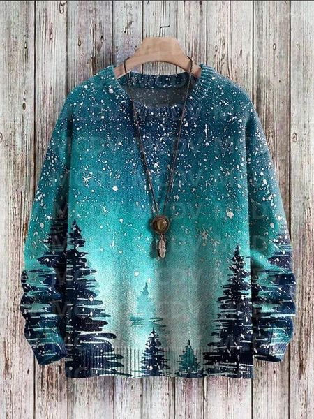 Herren Hoodies Unisex Snow Scene Hedging Knit Casual Print Sweatshirt Damen Für Herren Pullover