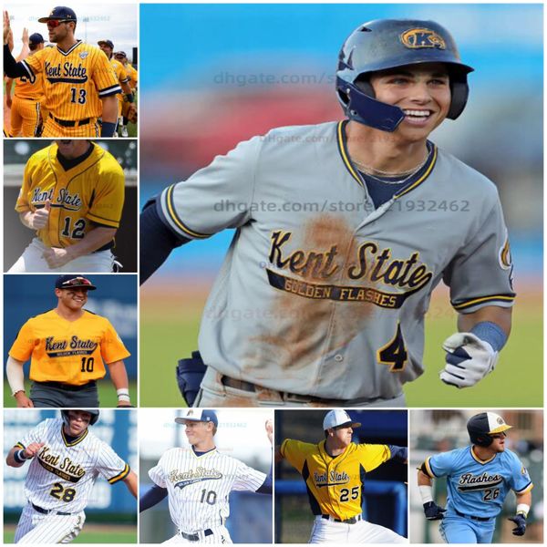 Колледж Kent State Golden Flashes Baseball Jersey настраивал любое название любое число все сшитые Рокко Бернадина Бо Шинкль Бен Рабатин Ланс Макдональд Карико