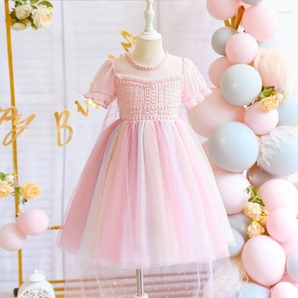 Abiti da ragazza Neonate Abito da bambino Estate elegante con mantello Bambini 2 3 4 5 6 7 8 9st Abiti da festa di compleanno per principessa per bambini