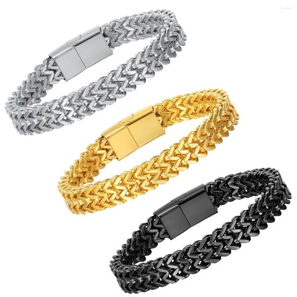 Link pulseiras clássico de aço inoxidável para homens moda punk cubana corrente acessórios feminino menina menino