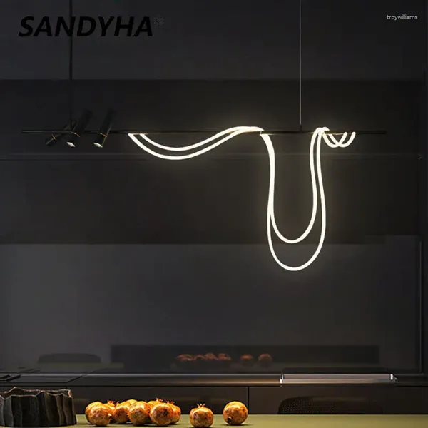 Люстры Sandyha Nordic Modern Luxury Restaurant Chandiler Long Hose светодиодный кухонный бар творческий дизайн дома висящие светильники светильники