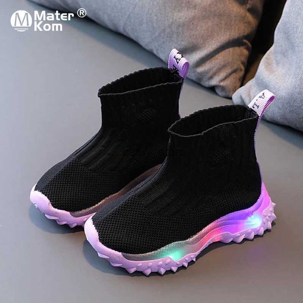 Спортивные на открытом воздухе 21-30 детские носки обувь со светодиодными светильниками сетчатые кроссовки для детей мальчики девочки для детей дышащие светящиеся малыш