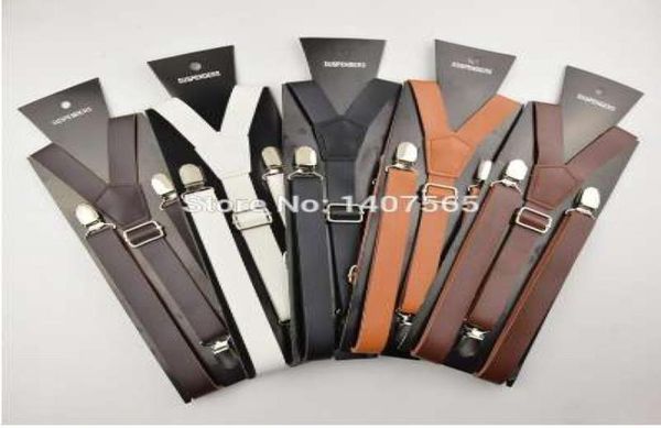Bretelle marroni e nere di alta qualità Bretelle da uomo in pelle pu da 25 mm di larghezza 120 cm7945643