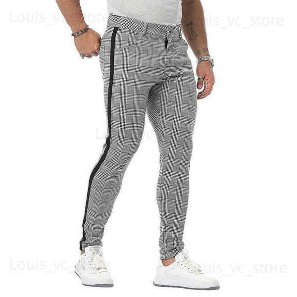 Herrenhosen Herren Streetwear Chinos Plaid Casual Hosen Fitness Männer Skiny Bottom Jogger Hosen Jogginghosen Modehosen Streifen -Streckenhosen T231221