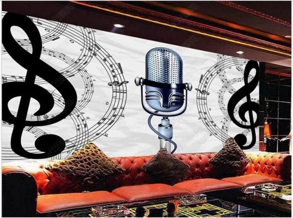 Sfondo personalizzato per pareti 3d poin sfondi murales moderni nota musicale cantare bar ktv background wall papers home 4114646