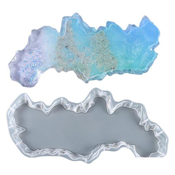 Moldes DIY Irregar Bandeja Molde Sile Resina Geode Coaster Mod Moldes Epóxi para Artesanato Ferramentas de Jóias Acessórios Drop Delivery Jewel Dhgarden Dhvwb