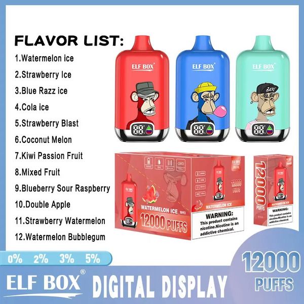 Elf Box Magic 12000Puffs Tek Kullanımlık Vape 12 Lezzetler İyi Taste Mesh Bobin Tek Kullanımlık E-CIAGARETTE R ve M Bingo 8000 Pufs RGB 22ML 9K Pufalardan Daha İyi