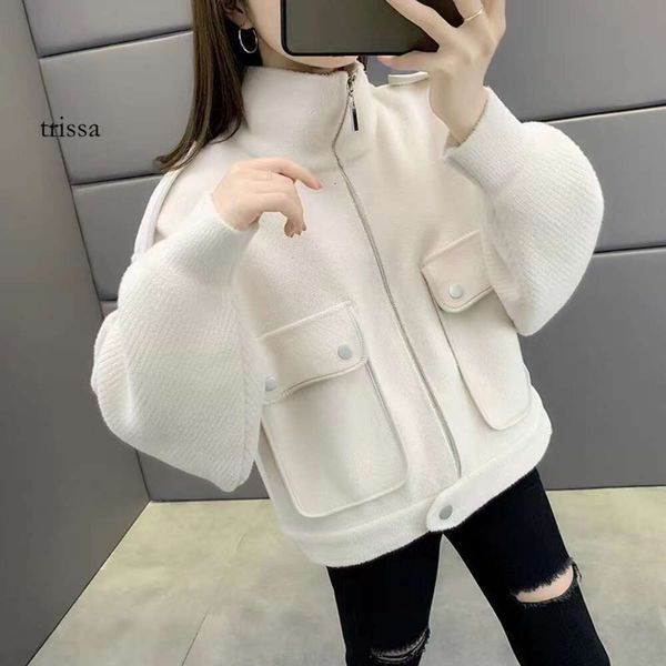 Mantel Trapstar Coat Trapstar 2023 Frühjahr kurzer Mantel Casual Lose Cardigan Reißverschluss Mode Spleiß vielseitiger Ständer Hals verdickt