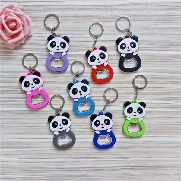 8 Farben PVC Weiche Gummi -Cartoon Panda Flaschenöffner Schlüsselbierflaschenöffner Kühlschrank Aufkleber Großhandel Großhandel