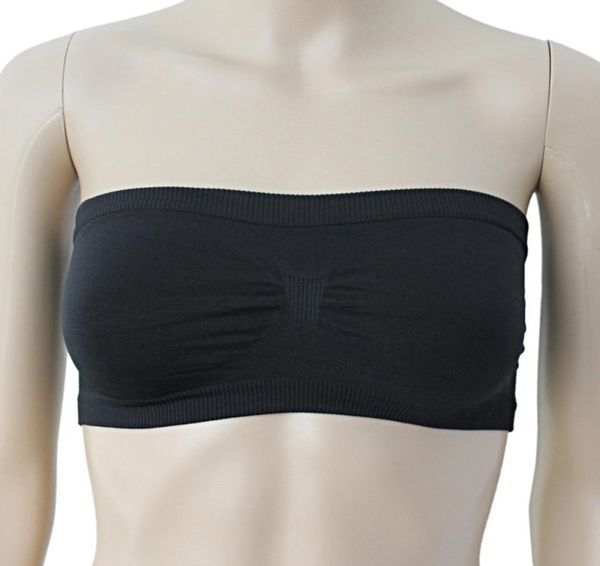 Whole2016 sexy zwarte naadloze bandeau strapless elastische crop tops sportbeha voor dames9870140