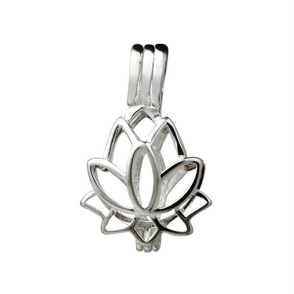 Lotusblüten-Anhänger, kleine Medaillons, 925er-Sterlingsilber, Geschenk, Liebeswünsche, Perlenkäfig, 5 Stück, 290 W