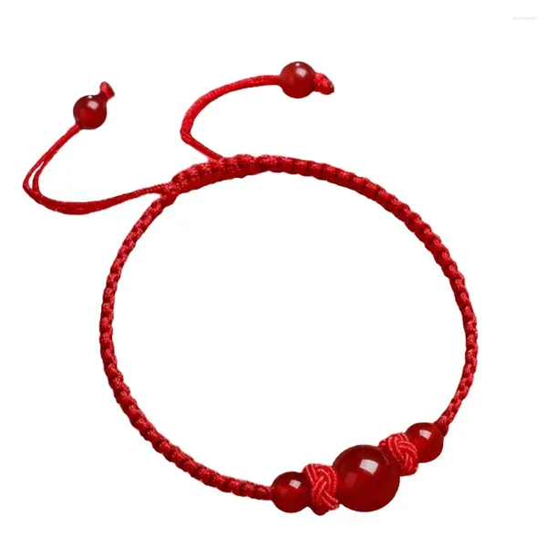 Charme pulseiras sorte ágata vermelha com estilo chinês pulseira de corda tecida para amigos acessórios de moda atacado