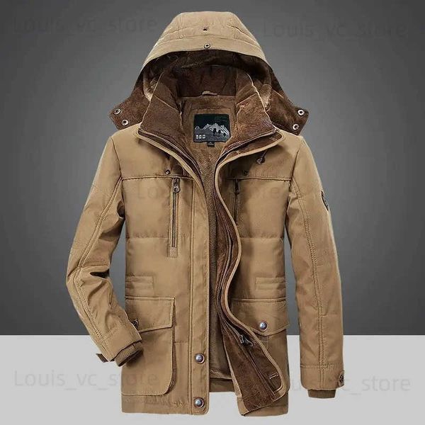 Jackets masculinos Novo Jaqueta de Inverno Men engrossa engross quente com zíper com zíper de comprimento médio ao ar livre parka masculino menos 40 graus M-7xl T231221