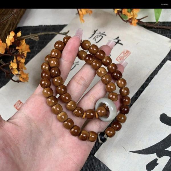 Strand multi-camada natural bodhi semente contas de oração pulseira religioso budista pulso mala para boa sorte e fortuna