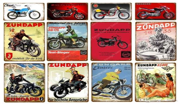 2021 Classici motociclette Zundapp Segni di stagno metallo in metallo Vintage Garage Car club Bar Bar Decorazione da parete Decorazione per la casa Pla2764093