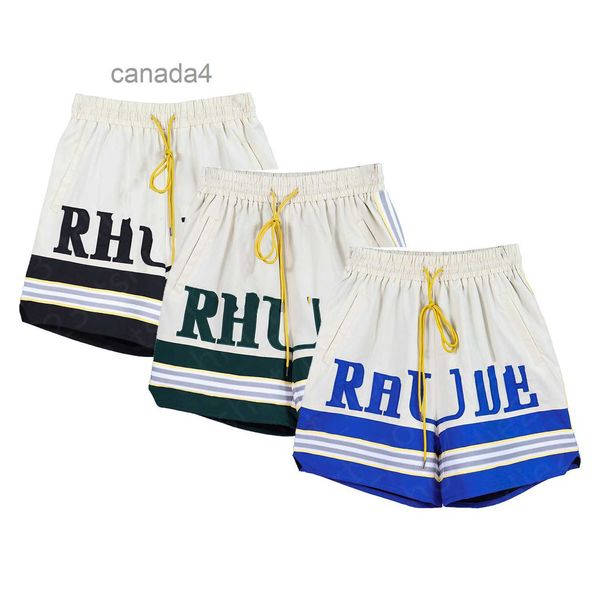 Rhude Shorts für Herren, weiß und blau, Herren-Designerhose, Größe S, M, L, XL, Schwimmen, Strand, Kordelzug, Enge, lockeres Leichtgewicht, Lpm AUXC