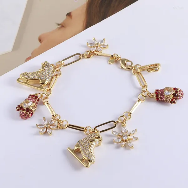 Braccialetti con ciondoli Stile europeo e americano Moda semplice Fiocco di neve Guanti da skate Gemma Bracciale con ciondolo multiplo da donna