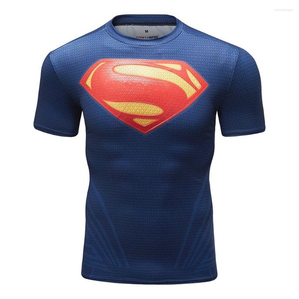 Camiseta masculina manga curta musculação compressão mma camisa proteção solar segunda camada secagem rápida fitness top esporte cody rashguards