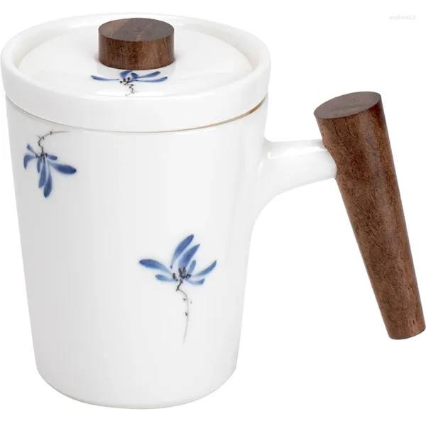 Set di stoviglie da tè regalo per la festa degli insegnanti: disegnato a mano filtrato con coperchio in ceramica cinese per la separazione del tè tazza da acqua per ufficio