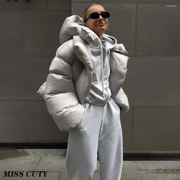 Damengrabenschichten Bubble Pufferjacke lässig dick warm warm Down Copped Coat 2023 Frauen y2k Kleidung Streetwear Winter sexy Reflexion