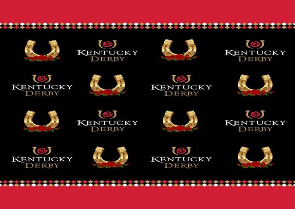 Kentucky Derby Horseshoe Rose Vinil Pagados de vinil etapa e repita os fundos brancos de Po Black Pooth para Party Studio2520541