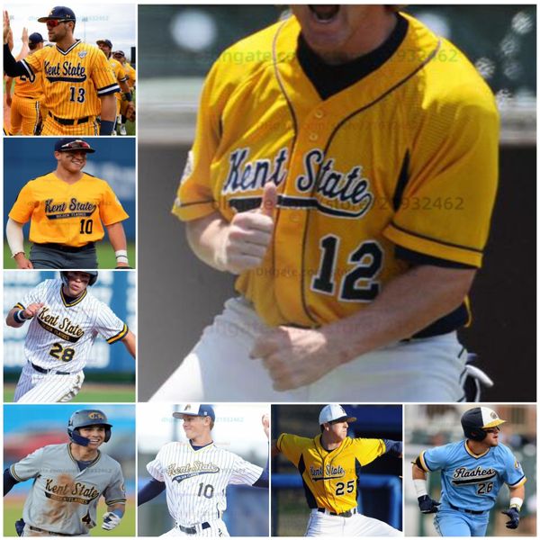 Колледж Kent State Golden Flashes Baseball Jersey настраивал любое название любое число все сшитые Джейкоб Бин Дом Киблер Гэннон Венц Рипкен Риз Хендрикс Коухи