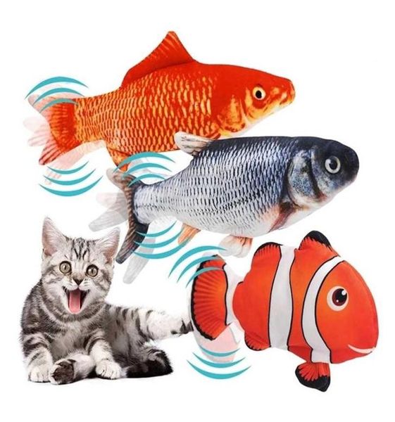 Pesce flop elettrico in movimento gatto giocattolo giocattolo realistico floppy wiggle nit toys peluche interattivo 211026335w4577462