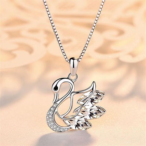 Collana con ciondolo cigno in argento sterling, medaglione, catena in argento, natura, ametista, cigno, ciondolo con ciondolo, regalo di gioielli per la fidanzata213W