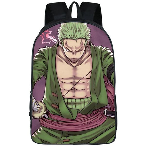 Roronoa Zoro Rucksack ein Stück Daypack Schwert Master School Tasche Cartoon Packsack Print Rucksack Bildschule Foto Tag Pack