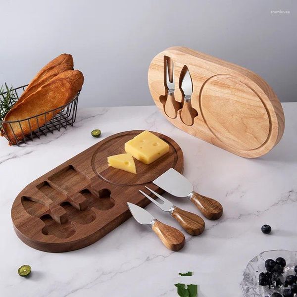 Corriere set di tavole da coltello da formaggio in legno set di pane a 4 pezzi