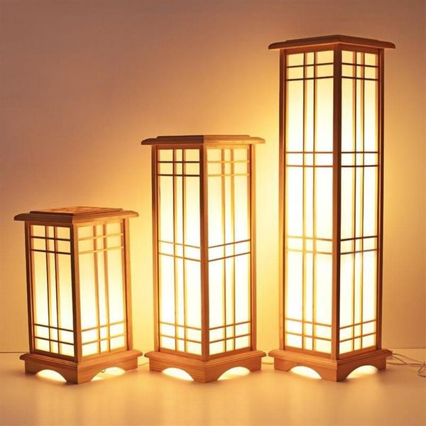 Zemin Lambaları Ev Tasarım Ahşap Lamba Moda Japon Yıkağı Tatami Dekor Pane Restoran Oturma Odası Koridor Aydınlatma254Q