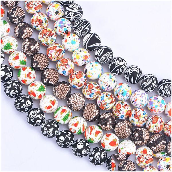 Altro 12mm Sile Baby Beads Colorf Tie Dye Stampa floreale Dentizione Perlina rotonda Bpa Fai da te Ciuccio Clip Collana Chewlry Drop Deliv Dhgarden Dhnjz