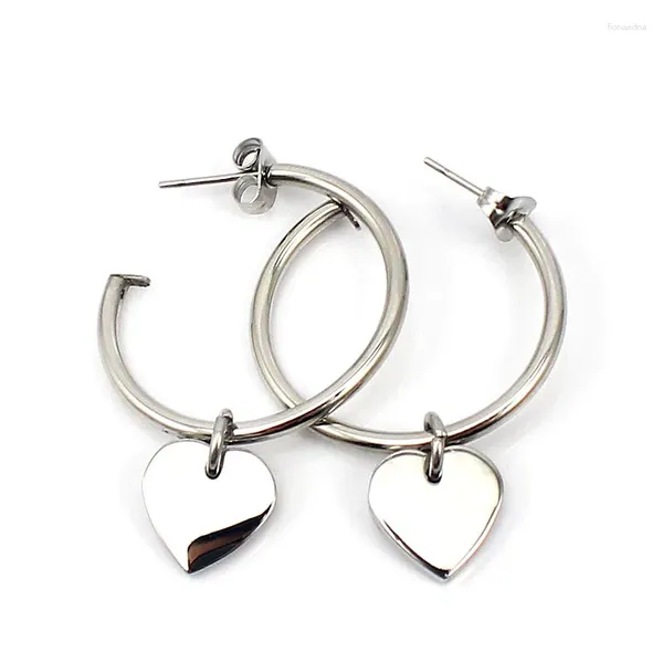 Серьги-кольца, женские модные серьги из нержавеющей стали в стиле ретро с логотипом, кольцо в виде сердца, свадебная вечеринка, элегантные ювелирные изделия, подарок Brincos
