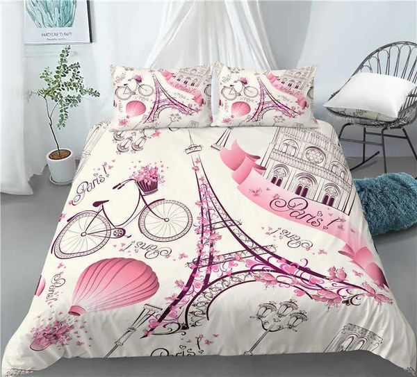 Sets Home Living Luxury 3D Romantic Paris Eiffelturm Print 2/3pcs bequeme Duvet Cover Kissenbezug Bettwäsche EU/US/AU Größe H0913